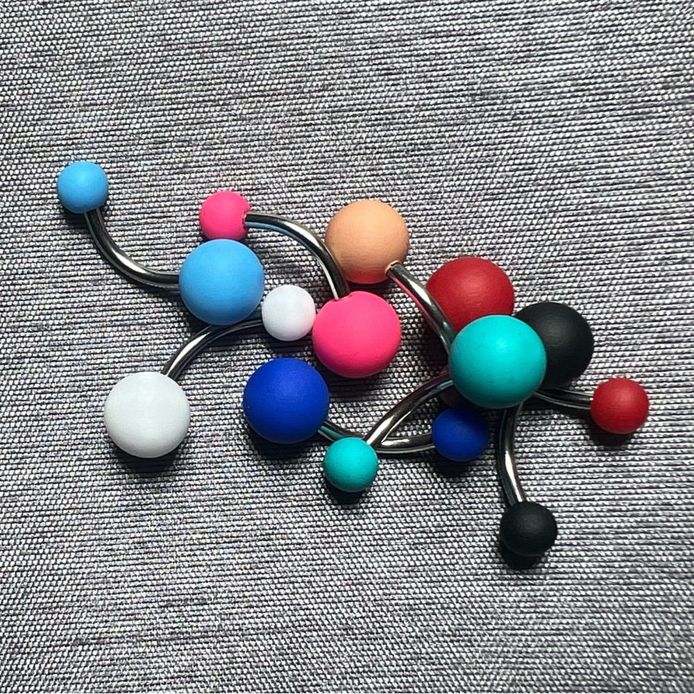 Blue Matte 14G Belly Button Ring